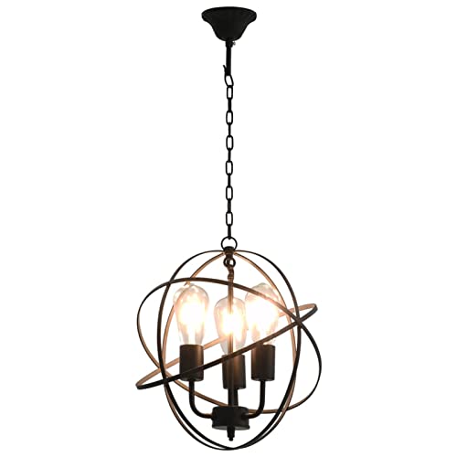 Lampe Suspendue 3 Ampoules E27 Style Industriel Noir pour Salon