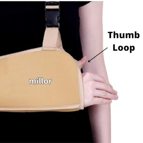 Image of Arm Sling Pouch Belt, Arm Brace Immobilizer with Elbow Support for Fracture, Sprain, Dislocation and Pain Relief, L, Beige