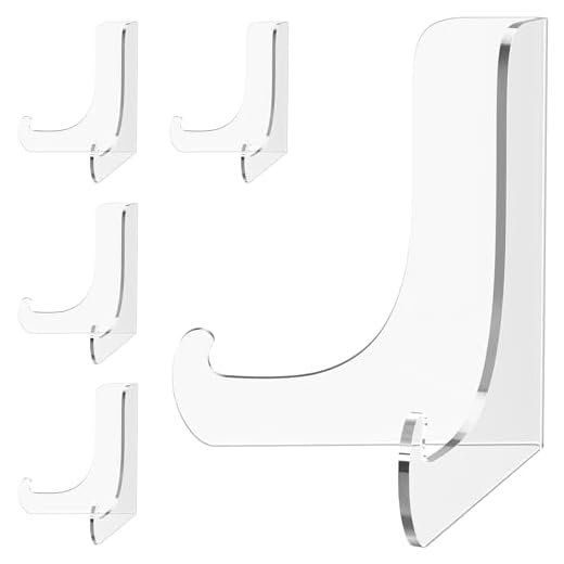 Dooiclear 5 Pack Acrylic Display Stand, Plate Stand for Display, Clear Easel Stand, Display Holder for Card, Frame, Picture, Magazine, Book, CD, Phone (Small/ 3 Inch)
