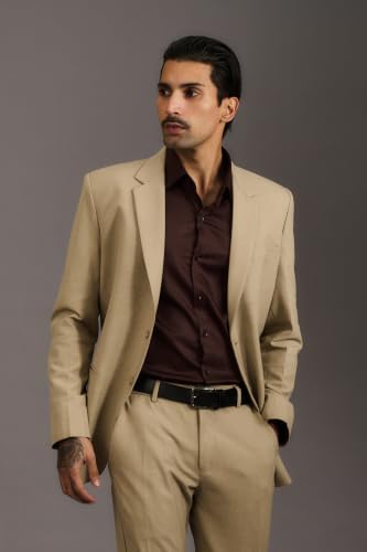 Image of BEYOURS Men's Full Sleeve Shirt Regular Fit Spread Collar 100% Cotton Satin Office & Formal.