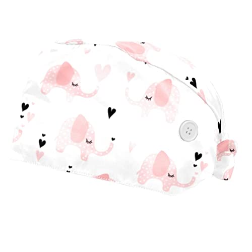 Casquettes de travail JDEZ motif éléphant rose pour rester au frais en cuisine