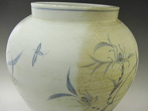 Amazon.co.jp: 李朝 青花草花文壺 全高38cm 韓国 朝鮮 陶磁器 希少