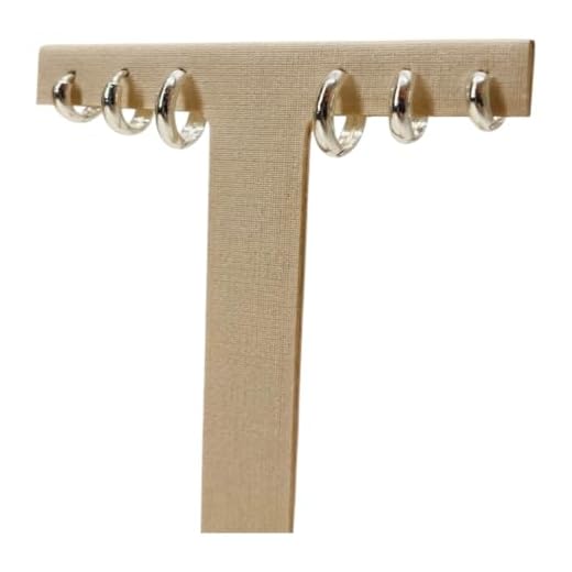 Kit Brincos de Argolas Prateadas 3 Furos com 3 tamanhos Folheados a Prata Feminino Mulheres Meninas 3 Pares Moda Casual Formal e Com Fechos Tipo Click Pequeno Médio e Grande 1, 2, 3 Furos