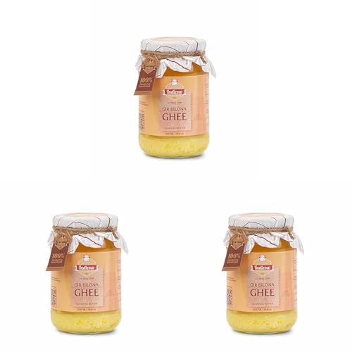 Image of Indicow Organic Dairy Foods Pure Authentic A2 Gir cow Ghee | Bilona Curd-Churned, Cruelty-Free, Ayurvedic| Grass Fed Cows (500ml, Gir) (Pack of 3)