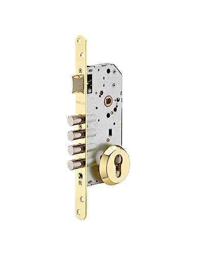 Serratura Da Incasso A Cilindro Europeo Europeo, Asse 50X85Mm Con Borchia, Oro - Thirard - 3