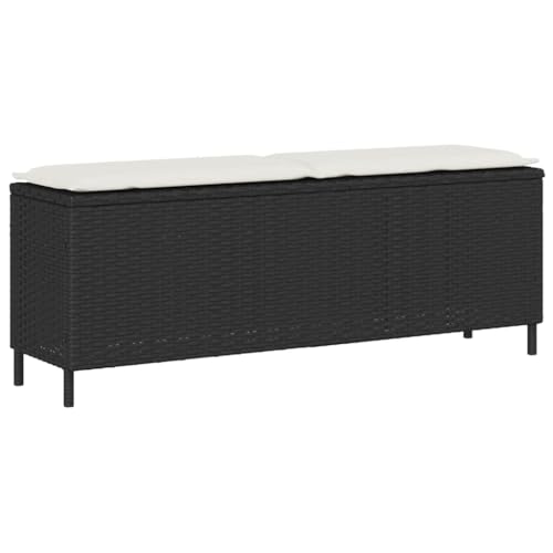 vidaXL Banc de Jardin avec Coussin Noir 110x30x40,5 cm résine tressée, Banc d'extérieur, Banc de Patio, siège de Jardin, Banc de Parc