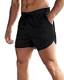 OEBLD Mens Running Shorts 3 Inch Breathable Quick Dry Workout Athletic Short Shorts with Zipper Pockets Black