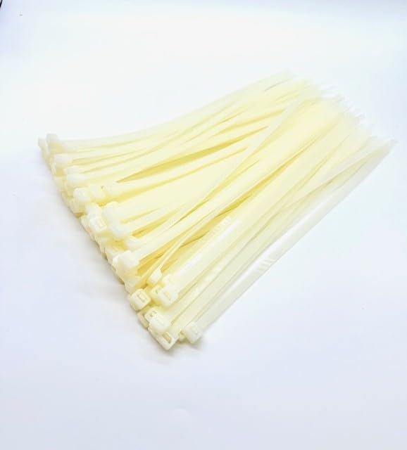 100 Pack Premium Cable Ties (White, 450mm x 8mm) Self-Locking Nylon Zip Ties for Wire Management Durable & UV Resistant