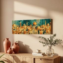 Tableau abstrait impression panoramique grand format style oriental 60x180
