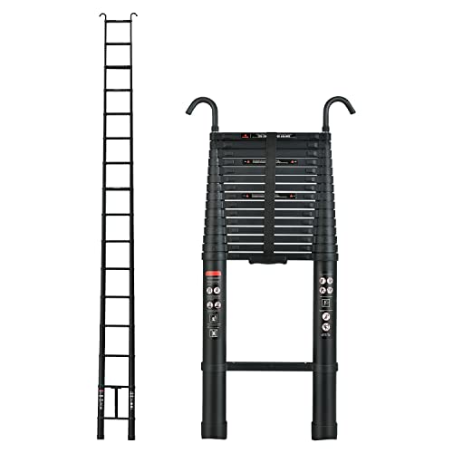 Escalera Telescópica Aluminio de 20,3 FT/6,2M con 2 Ganchos Desmontables, Escaleras Plegable para Uso Aire Libre, Escaleras Retráctiles Multiusos Loft Ladder, Capacidad Máxima 330 lbs
