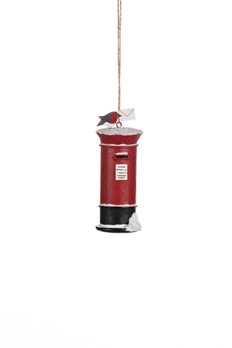 Shoeless Joe Multicoloured Robin On Post Box Christmas Tree Decoration