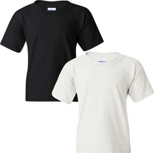 Image of Gildan Youth Heavy Cotton T-Shirt, Style G5000B Black /White