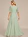Ever-Pretty Women's Chiffon A-Line Ruched Short Sleeves Applique Waist V Neck Formal Evening Dresses Mint Green US12
