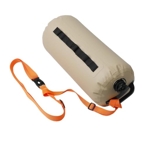 UEBDHSOJ Swim Buoy for Open Water Swimmers, Safety Float Drift Bag Waterproof Dry Bag for Safe Swim Training,Khaki
