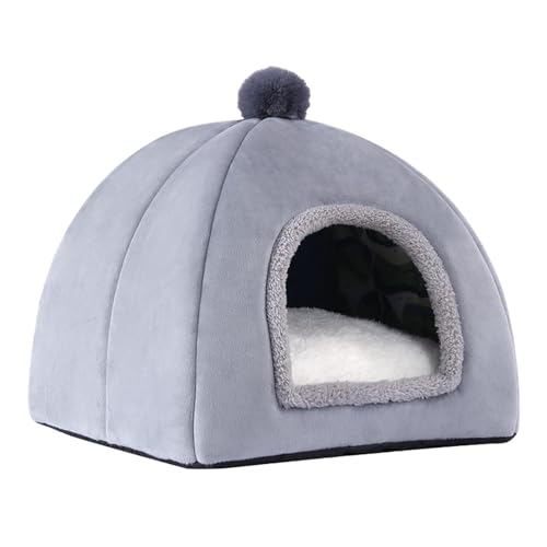 Caseta para perros para interiores, cálida casa para gatos para el invierno, cama de microfibra suave, casa para mascotas con alfombrilla suave extraíble para gatos y perros en casa, en el balcón, i