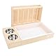 3-in-1-Kaninchen-Heu-Futterstation mit Katzentoilette, 2 Edelstahlschüsseln aus Holz, Schmutzabweisend für Meerschweinchen, Chinchillas, Hamster, Zwergkaninchen,