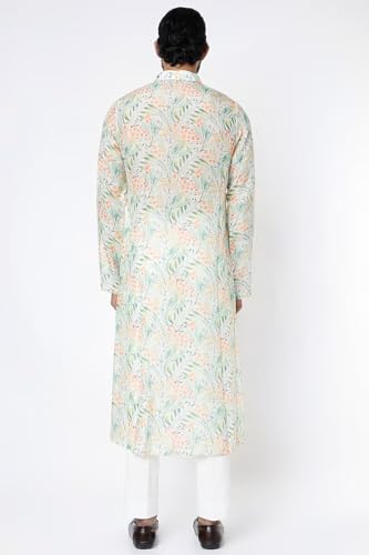 Lookmark Men's Cotton Blend Printed Long Kurta Suitable For All Indian Wedding, Occasions, And Festivals (Az-Lm-Og-Kurta 21-M) White