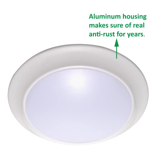 Gruenlich Led Flush Mount Ceiling Light Fixture, 3000/4000K/5000K Switch, 9 Inch Dimmable 17.5W, 1150 Lumen, Aluminum Housing Plus Pc Cover, Etl Rated, 1-Pack, White Finish #TOP2