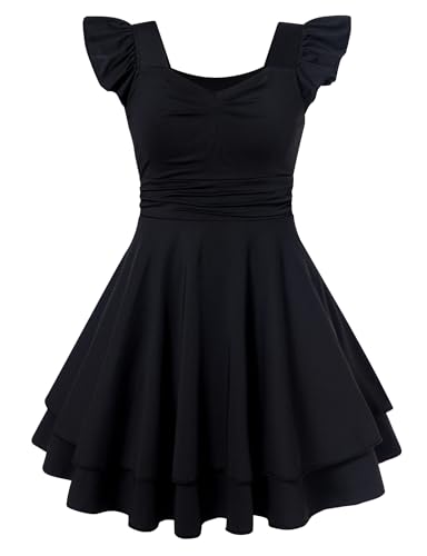 Black Dresses for Girls 12-14 Cute Teen Dress Girl Cute Dress for Big Kids Size 13 Juniors Formal Ruffle Tiered Sleeveless Girls Fashion Funeral Sundress for 14 Year old Casual Teens Clothes 13t 14t