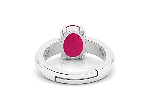Image of SIDHARTH GEMS 7.25 Ratti 6.00 Carat A+ Quality Natural Burma Ruby Manik Unheated Untreatet Gemstone Silver Ring for Women's and Men's(GGTL Lab Certifi