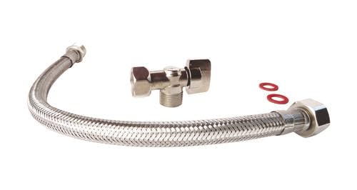 Image secondaire de SOMATHERM FOR YOU - Kit de raccordement WC complet avec un robinet de WC équerre 1/4 de tour nickelé 12/17 (3/8''), un flexible
