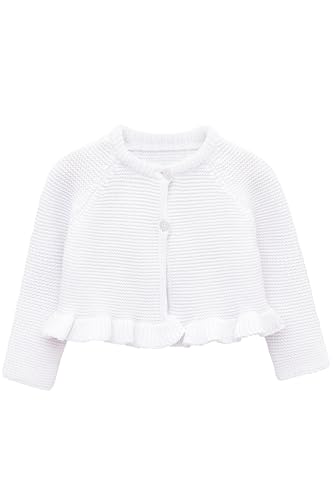 Lilax Baby Girls' Knit Long Sleeve Ruffled Cardigan, Button Closure Bolero Shrug