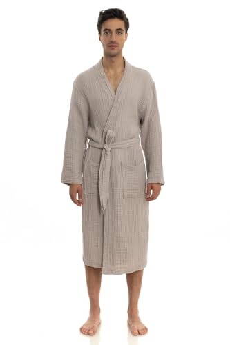 Muslin Unisex Bathrobe,100% Cotton, Made in Turkey, Soft, Highly Absorbent,Quality and Durable,Natural Stylish Design4
