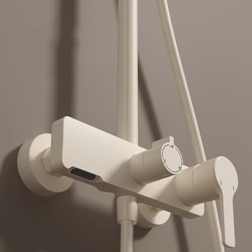 Ensemble mitigeur de douche réglable blanc au design minimaliste effet pluie - 5