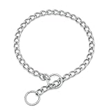 Choke Collar for Dogs, Stainless Steel Dog Chain Collars Heavy Duty Training Slip Martingale Collars for Small Medium Large Breed Dogs Boys Girls, Silver S