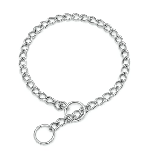 Kettenhalsband für Hunde, Edelstahl, strapazierfähig, Training, Metall, Schlupfhalsband für mittelgroße und große Rassen, Jungen, Mädchen, Silber, Größe M