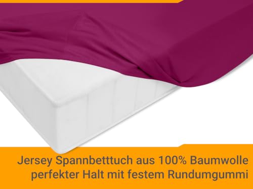 npluseins Jersey Spannbetttuch Baumwolle, 200x220 cm, Pink – Ansicht 4