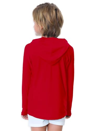 Image of AOBUTE Unisex Kids Long Sleeve Hoodie Rash Guard Boys UPF 50+ Swim Top with Thumb Hole 3-12 Years