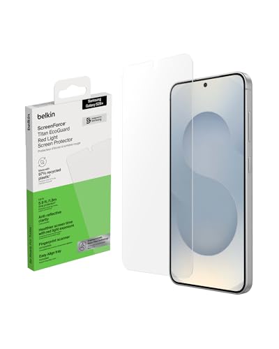 Protection d'écran Galaxy S26+ Belkin ScreenForce Titan EcoGuard anti-impact et filtre lumière rouge