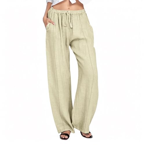 Pantalon en lin femme à jambe large et coupe ample pour le quotidien