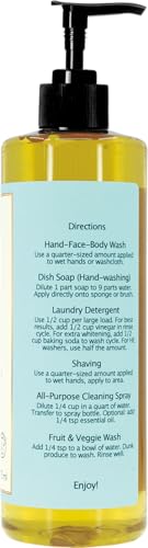 Image of Claya Peppermint Liquid Castile Soap - Organic Ingredients, Biodegradable, Refreshing and Cooling, Gentle for Skin and Multi-Purpose (16 fl oz (Pump Cap) and 64 fl oz)