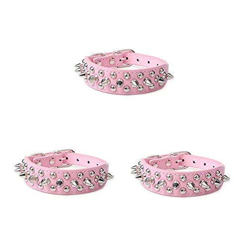 Didiseaon 3 Pecas Coleira De Cachorro Ajustável Coleira De Cachorro Rebitada Coleira Pu Médio e Gran