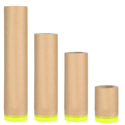 Yeesport 43 Ft X 6''/12''/18''/24'' Masking Paper With Double-Layer Adhesive Tapes,Waterproof Spray Paint Masking Paper, Drape Painter Paper For Automotive Wall Furniture Painting Protection #TOP30
