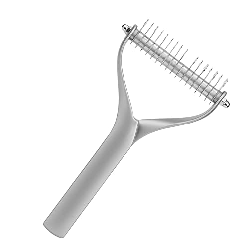 Pet Grooming Tool, Pet Grooming Supplies, 2 Sided Undercoat Rake, Dogs and Cats Shedding Comb and Dematting Tool for Mats and Removing (Large)