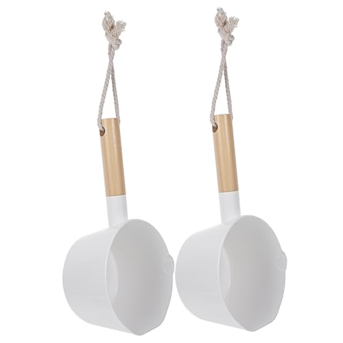 CHICAMPERA 2個 木製長柄水瓢 大容量字形ノズル付き 便利な家用キッチンバスアクセサリー