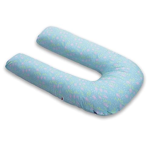 Image of COOZLY U Shaped Pregnancy Pillow | Maternity Pillow | 100% Cotton Removable Covers| Premium PregnoCare Fibres (U Super Premium, GreenFlora)