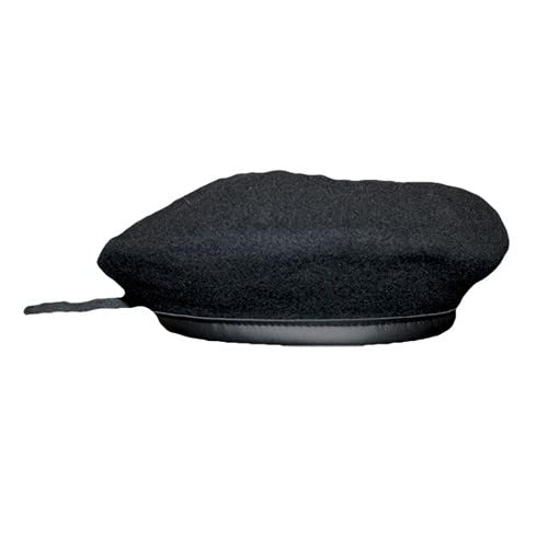 Mil-Bar Military Beret Unlined with Leather Sweatband (7-1/4) Black
