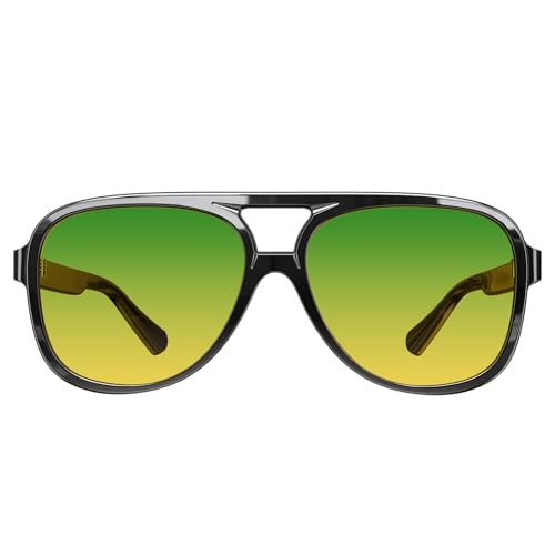 Goiteia 70s Retro Day-Night Driving Glasses Anti Glare for Big Head,Non-breakable Lightweight TR90 Large Frame,Oversized Vintage Retro Style Sunglasses