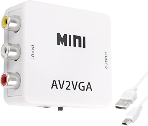 Image of MICROWARE AV to VGA Video Converter, AV (RCA) to VGA Video Converter with 3.5mm Audio to PC HDTV Converter - AV2VGA (Pack of 1)
