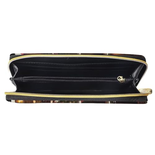 AFPANQZ Long Wallet for Women Slim Purse PU Leather Clutch Zip Around Cards Phone Holder4