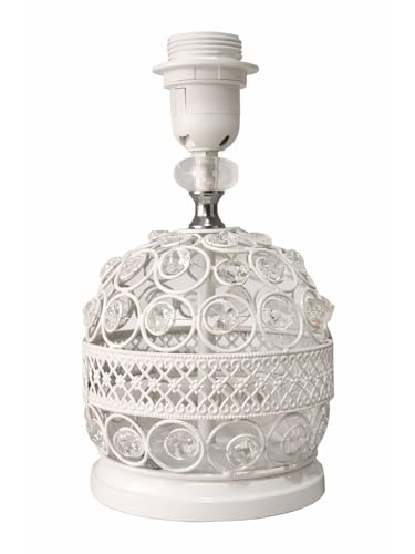 Image of Modern Small Crystal Table Lamp | Contemporary Bedroom Bedside Nightstand Lamp | Minimalist Desk Globe Lamp for Living Room Girls Kids Room White Fabric Shade | White