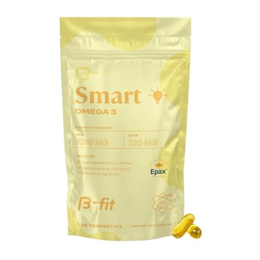 B-FIT B Omega 3 1800 mg Ácidos Grasos - 1080 mg EPA y 720 mg DHA - 130 Cápsulas de Omega-3 de Salmón Noruego y Pescado de Agua Fría - Patente EPAX - Cápsulas Softgel Inoloras