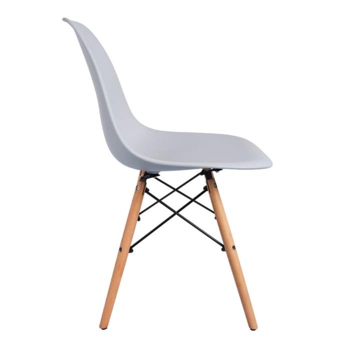 Pack de 4 Sillas Nórdicas de Comedor y Cocina, Silla Escandinava con Patas de Madera de Haya, Asiento Ergonómico en Polipropileno, 82x46x52 cm, Diseño Moderno Color Gris