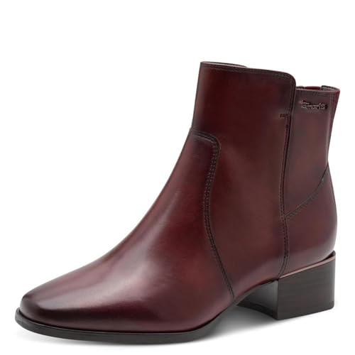 Tamaris Comfort Boot Heel, Botas Cortas al Tobillo Mujer, Granate, 37 EU