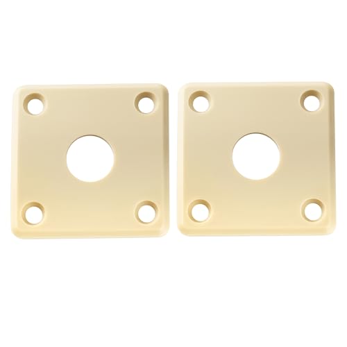 Musiclily Pro Curvada Placa de Jack Cuadrada de Plástico Jack Plate 10mm Agujero para Guitarra Eléctrica Epiphone LP SG Style, Crema (Set de 2)