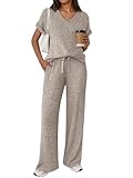 LILLUSORY Womens 2 Piece Lounge Sets 2026 Summer Vacation Outfits Airport Travel Resort Wear Beach Matching Spring Sweatsuit Khaki S